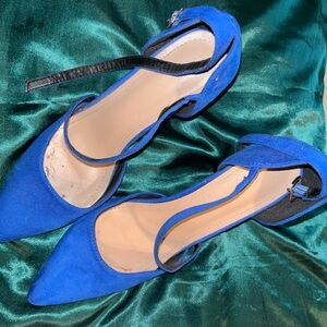 Royal blue suede high heels